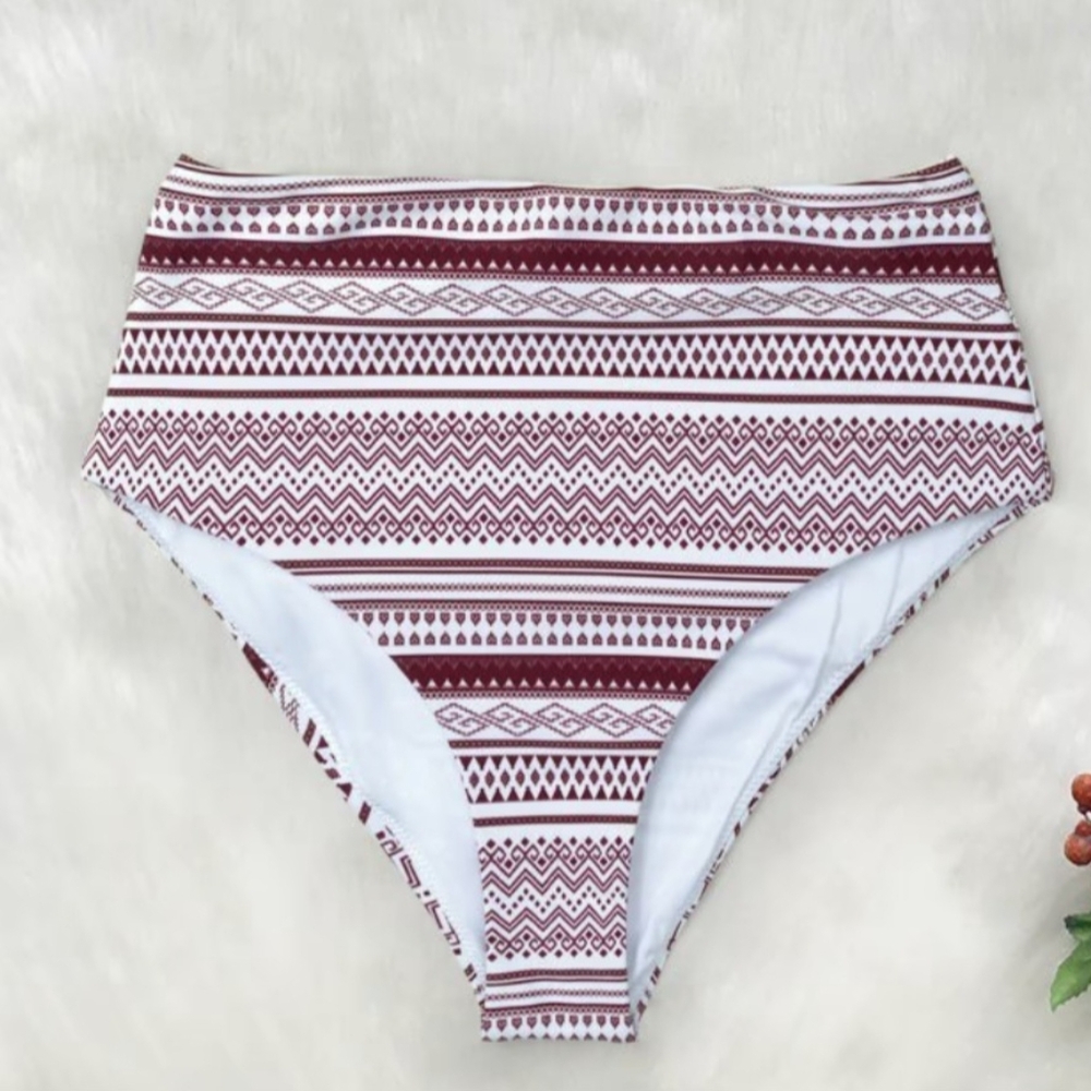 NWT Cupshe Burgundy Boho Print High Waisted Bottoms ONLY Size Small